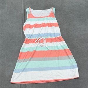 SHEIN Coral and Mint Striped Swim Coverup